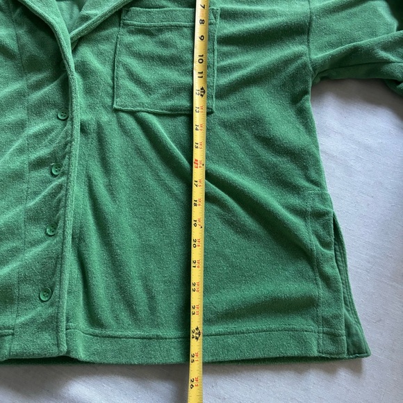 Anthropologie Green Terry Button Front Top L | Relaxed Soft Casual - Picture 7 of 8